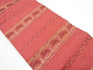 横段に動物更紗模様織り出し 名古屋帯